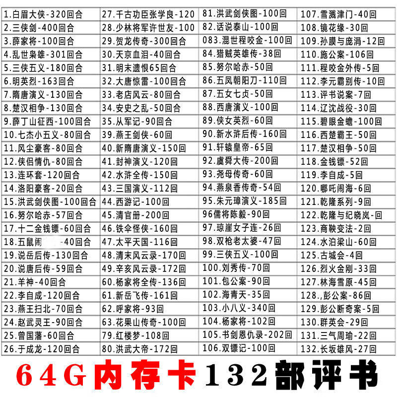 单田芳评书卡刘兰芳高清音质评书内存卡老人收音机车载全集存储卡评书内存卡评书机老人听评书卡全集u盘播放 64GB132部四大名家使用感如何?