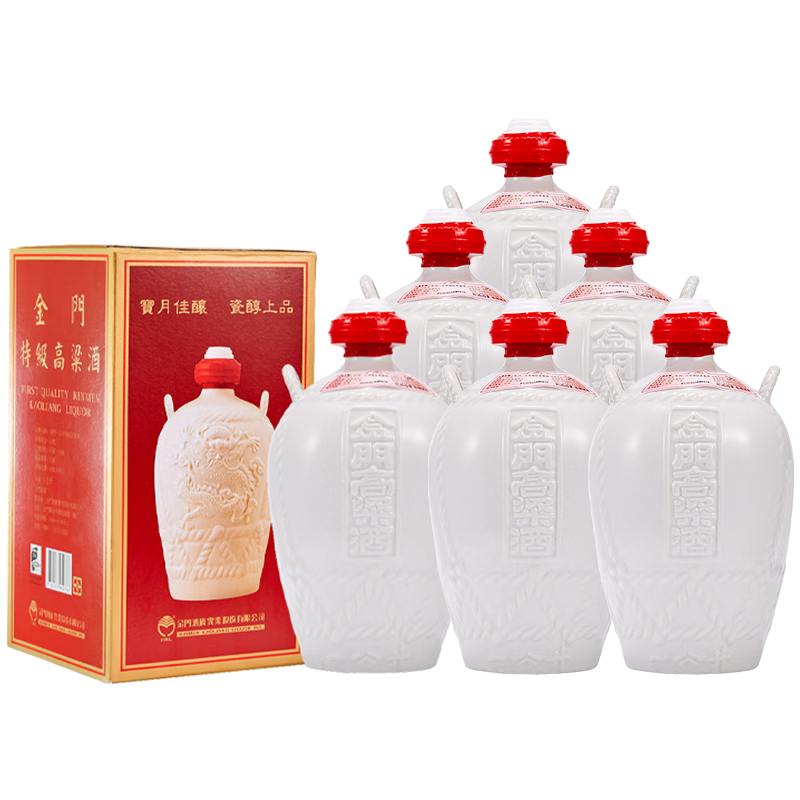 金门高粱  白坛 清香型白酒 58度1000ml*6坛 整箱装 台版原瓶