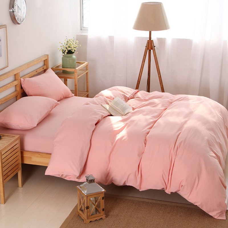 5米1.8m床纯色被罩定做 初恋粉 180x210cm