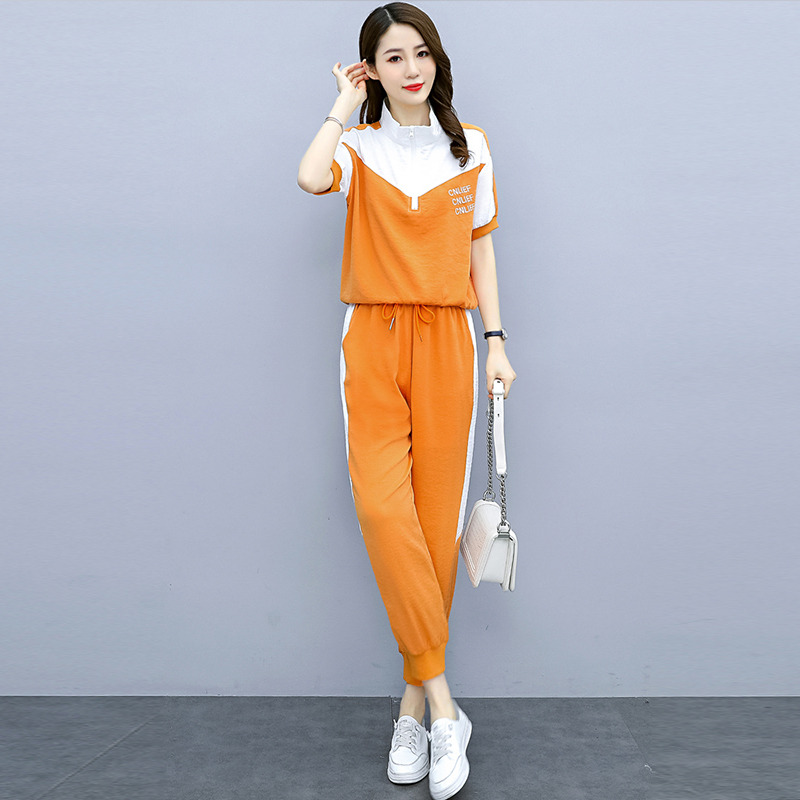 俞兆林时尚休闲运动套装女两件套套装裤子2024夏季新款女装哈伦裤九分