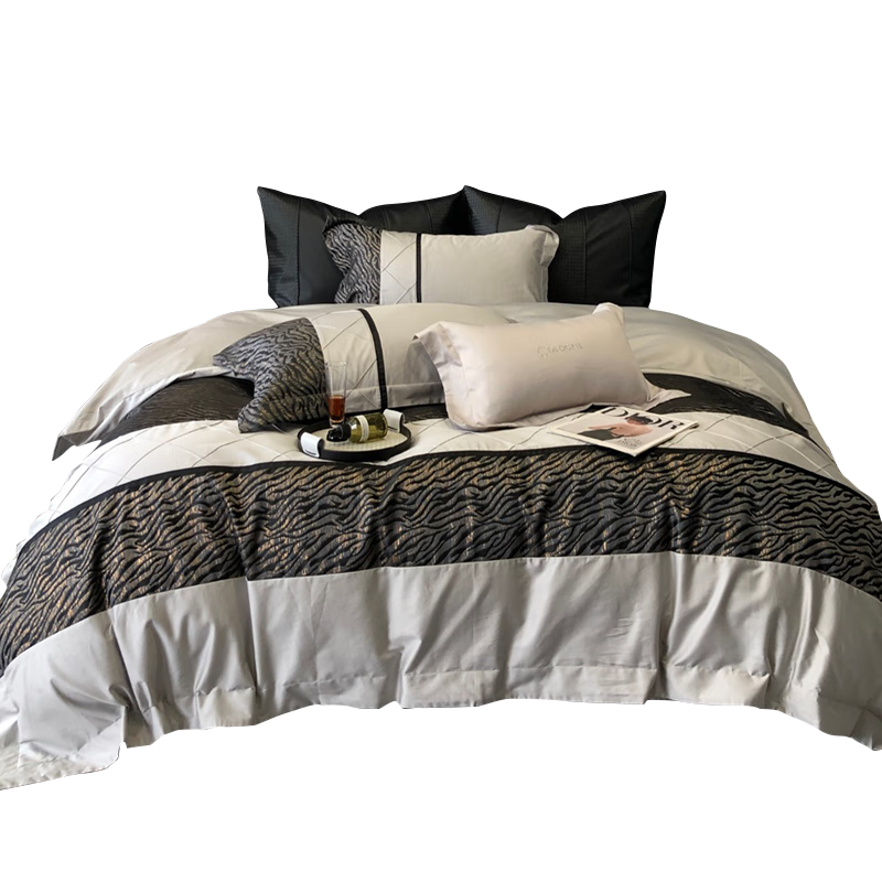 安睡宝(SOMERELLE)100支长绒棉四件套AB双版高支高密套件全棉床单被套床品高端轻奢 100支 高端长绒棉-卡佩王朝(黑金) 床单款 (被套220*240cm) 四件套