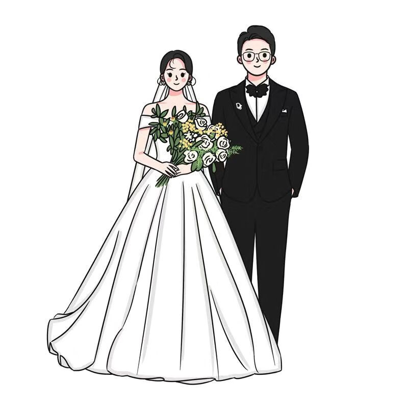 手绘头像定制可爱卡通头像ins风情侣q版动漫画约 两人全身(全部画)