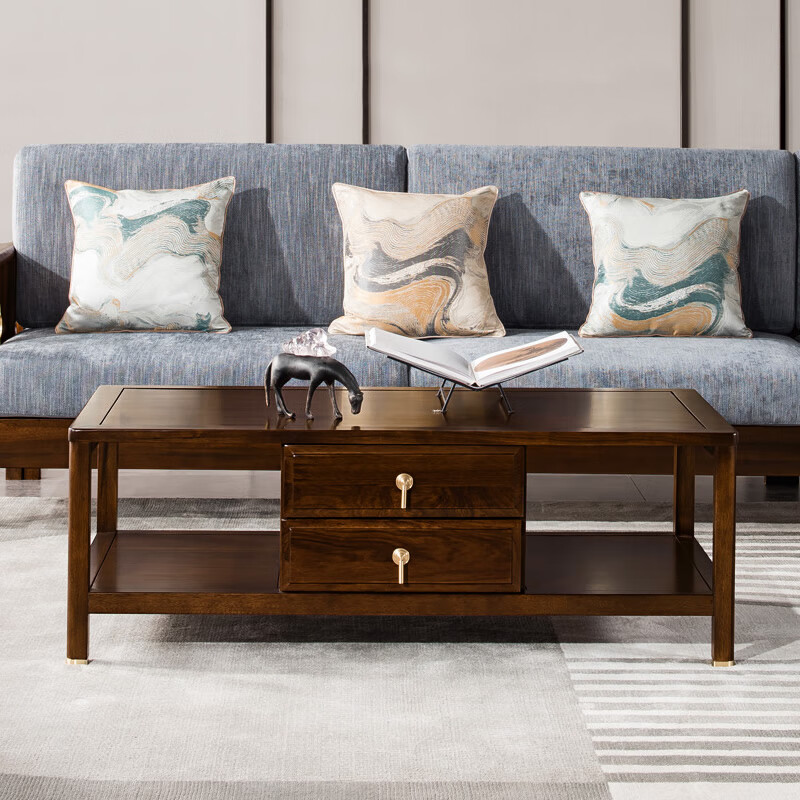 梵米嘉 新中式实木茶几电视柜组合檀丝木小户型客厅家具长方形茶桌子