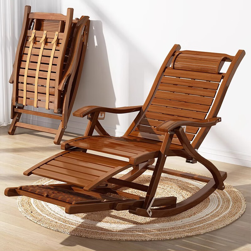 见筑竹摇椅成人躺椅可折叠老人椅子纳凉竹椅午休摇摇椅阳台休闲 [宽片