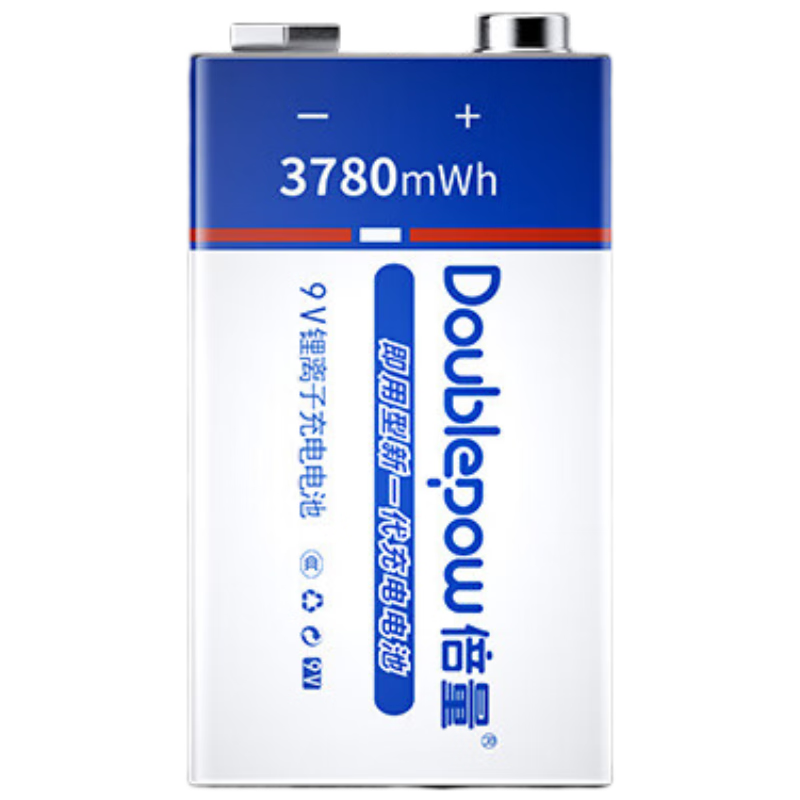 倍量(Doublepow)9V充電電池1節可USB充電鋰電池九伏6F22方塊電池適用萬(wàn)用表/電吉他/麥克風(fēng)等