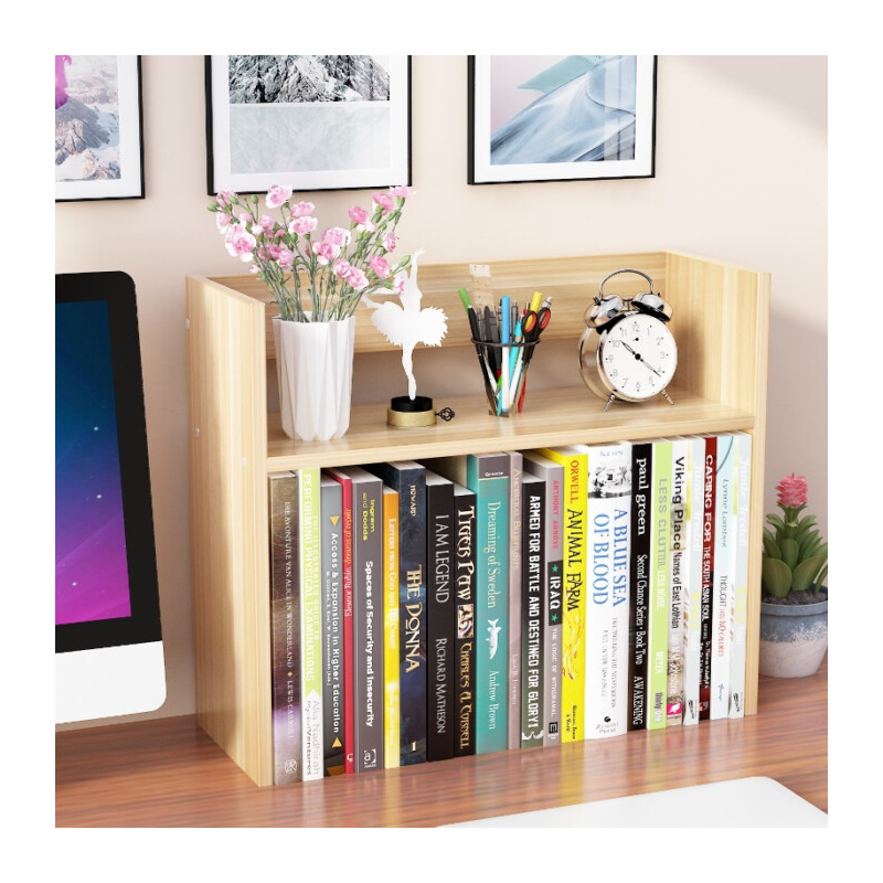 山户家具书架简易书架上桌上置物架简约现代学生用宿舍小书架子柜办公书桌面收纳 促销款象牙白【送安装工具】