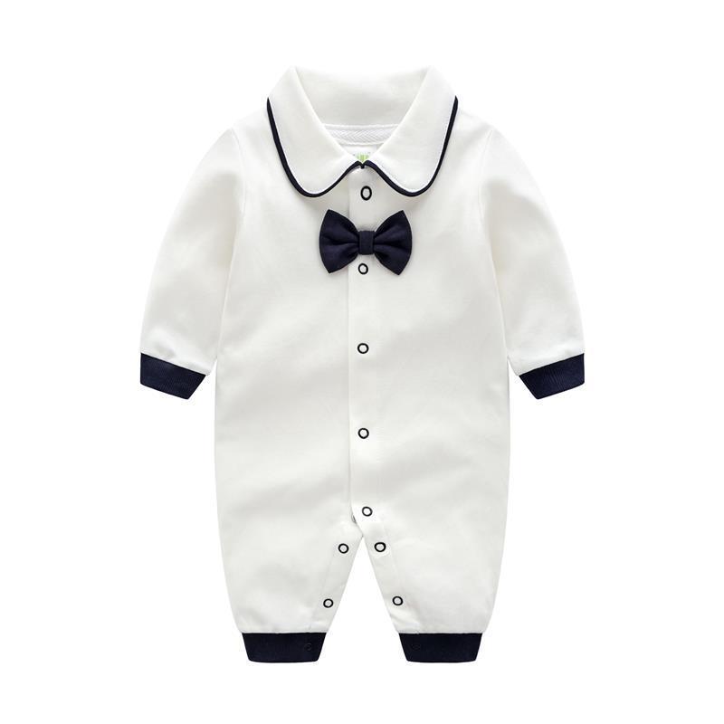 刚出生婴儿衣服2021春夏秋季婴儿哈衣男宝宝长袖爬服绅士连体衣满月百