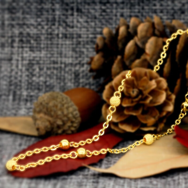 国华首饰黄金足金999项链 间珠o字链 约6.86克