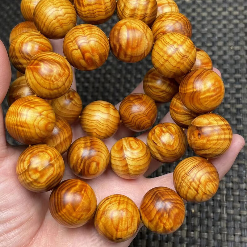 筑百年陈化满龙胆闪电水波纹崖柏手串太行山料高端精品老料珠子 水