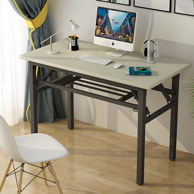 庭百盛折叠桌子摆摊美甲桌电脑长条桌培训桌课桌简易餐桌家用长方形书桌 双层加固长120*宽60*高75厘米