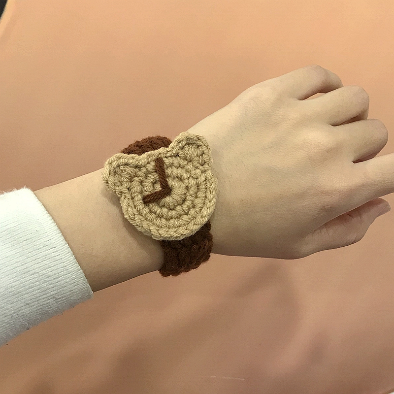 成品手工编织手环小熊diy手表创意手编毛线手链情侣闺蜜自制礼物 小熊