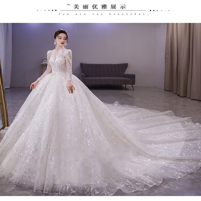 珺纤婚纱主婚纱大码大码主婚纱2023新娘胖妹妹mm 200斤加肥加大拖尾显 拖尾款{含头莎手套 裙撑} 4XL号怎么样,好用不?