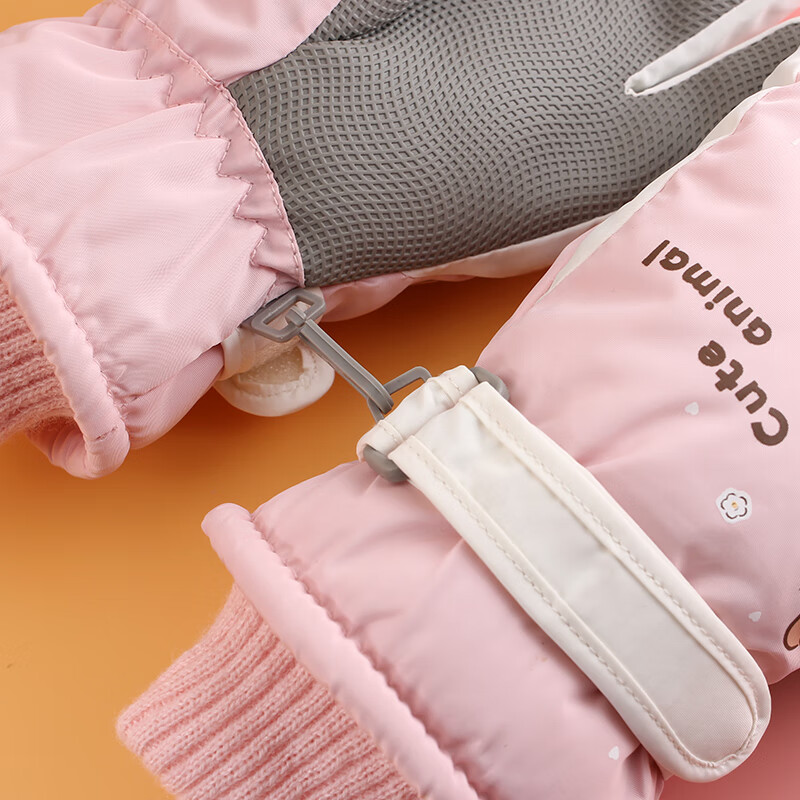 火炬人儿童手套防寒4岁-8岁加绒加厚卡通女童滑雪保暖手套C3338