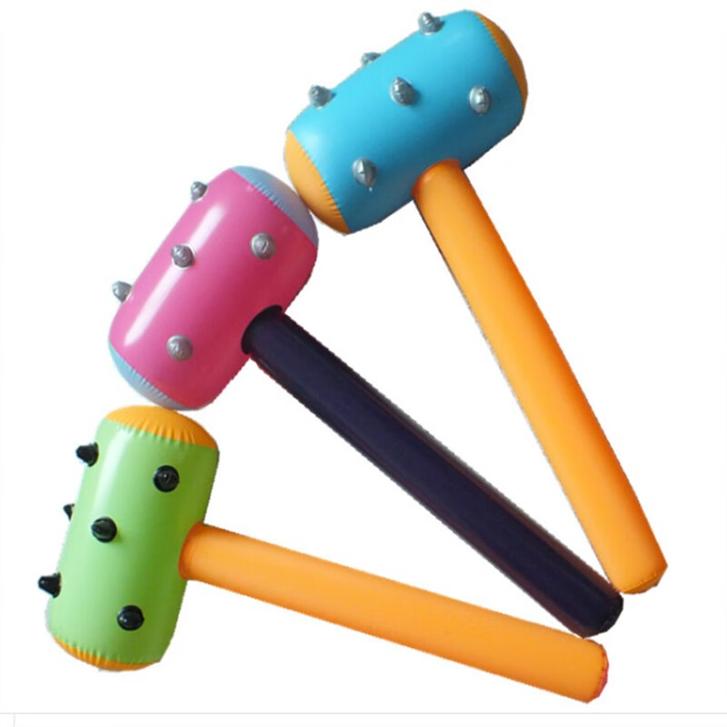好沐音（haomuyin）活动道具儿童婴儿敲打充气锤塑料玩具气球棒打地鼠汽球锤子狼牙棒 全充大锤 颜色随机 单个 充气后