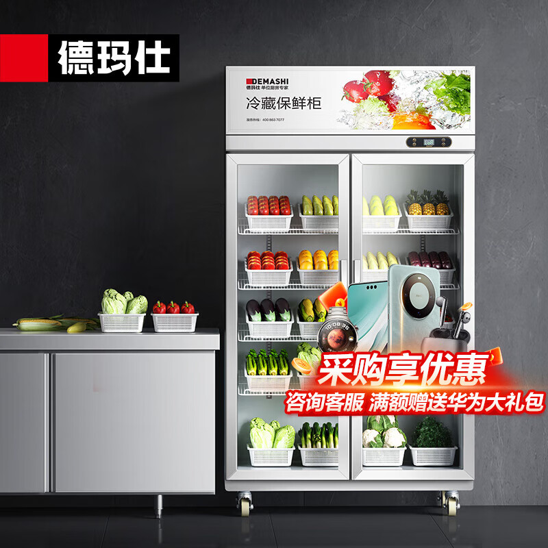 德玛仕(demashi) 商用展示柜蔬菜保鲜柜水果立式冷藏单门冰箱商用餐饮
