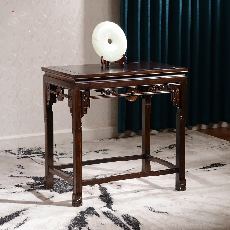 临宝得乐 红木案台黑檀平头供台铜钱香几玄关小条桌 案几花架实木花几