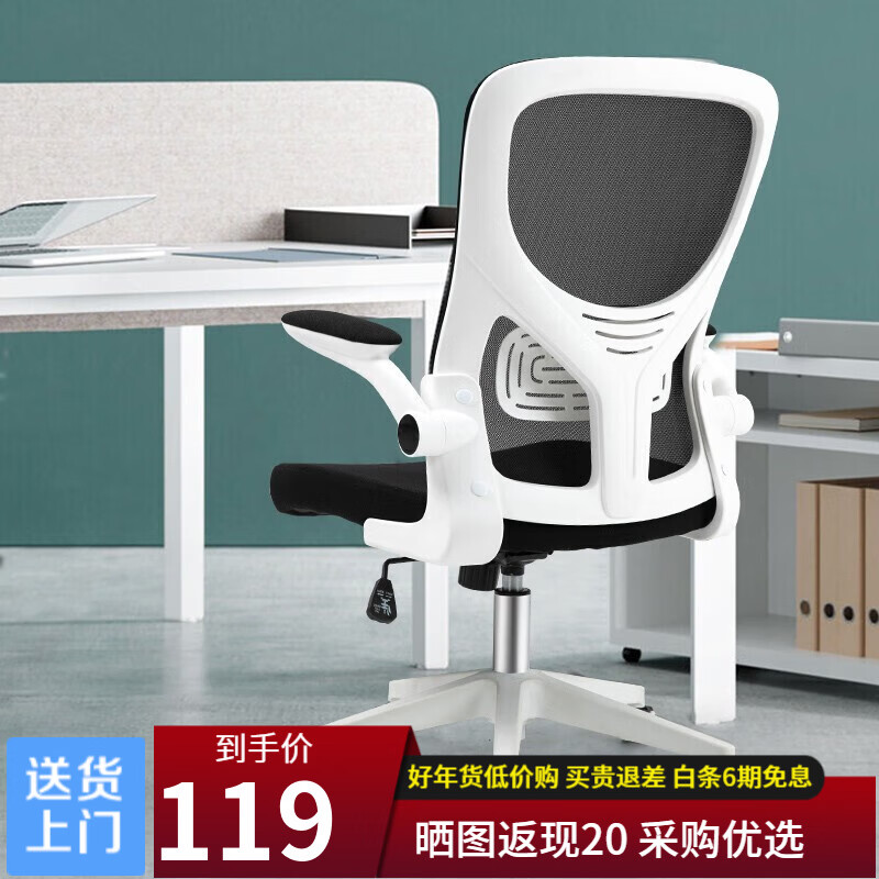 【旗舰店】泉枫 升降人体工学座椅靠背 白黑升级款