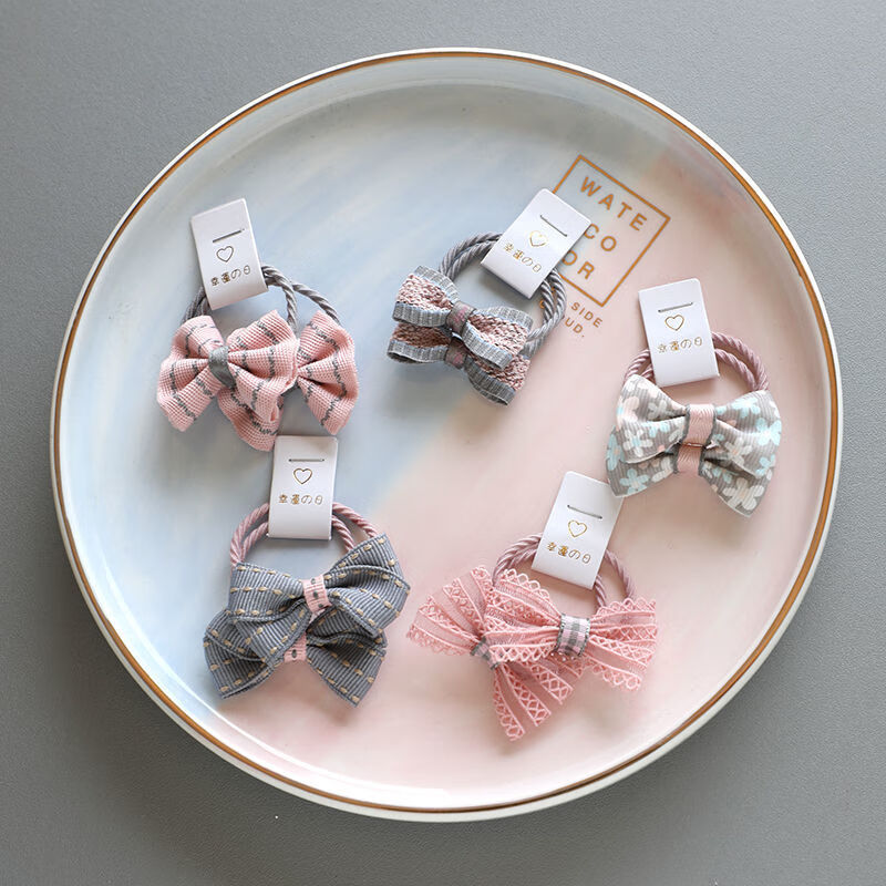 汀白布艺蝴蝶结宝宝发圈公主幼儿皮筋小女孩头绳女童头花韩版儿童发饰