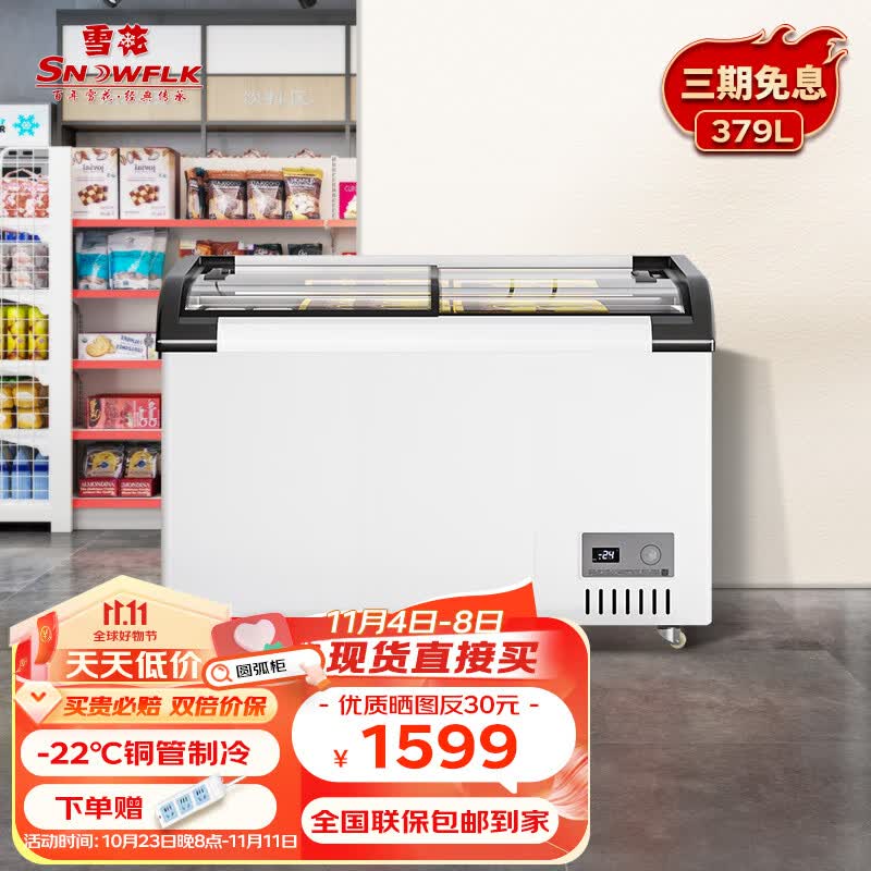 雪花（SNOWFLK）冰柜商用展示柜冷藏冷冻超市雪糕圆弧柜岛柜 1.2米欧式圆弧柜（白色）379升怎么看?