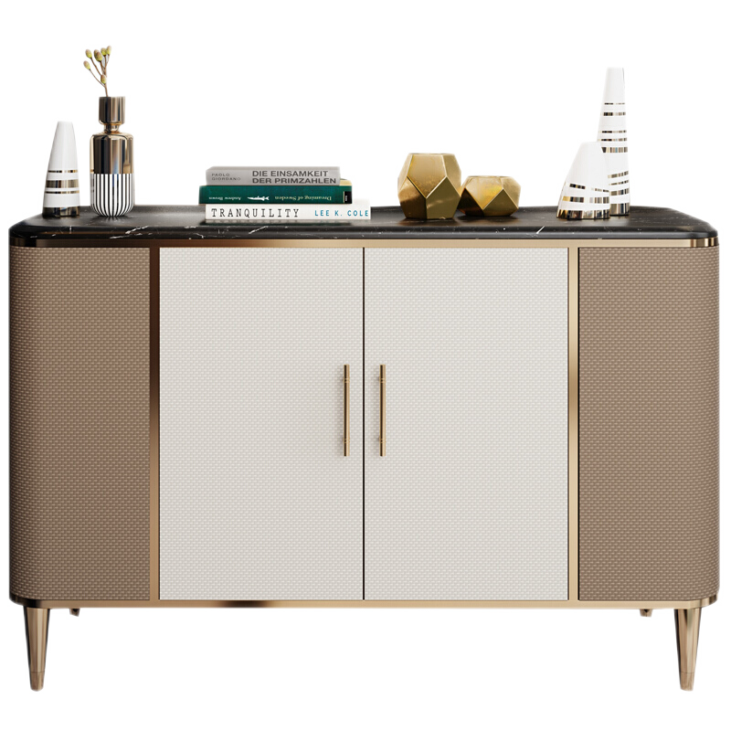 绿林咖现代简约轻奢大理石餐边柜入户玄关柜鞋柜一体美式置物架隔断储物 豪华餐边柜 双门