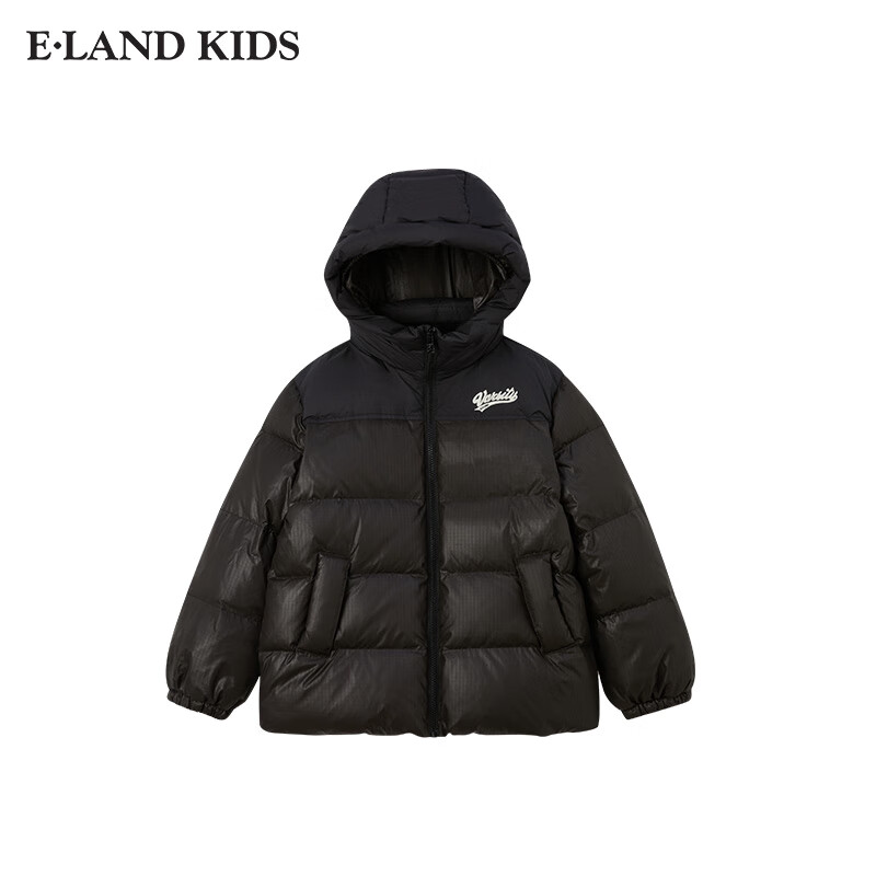 E·LAND KIDS衣恋90%鹅绒男童连帽羽绒服冬季新品 Black黑色/19 120 cm