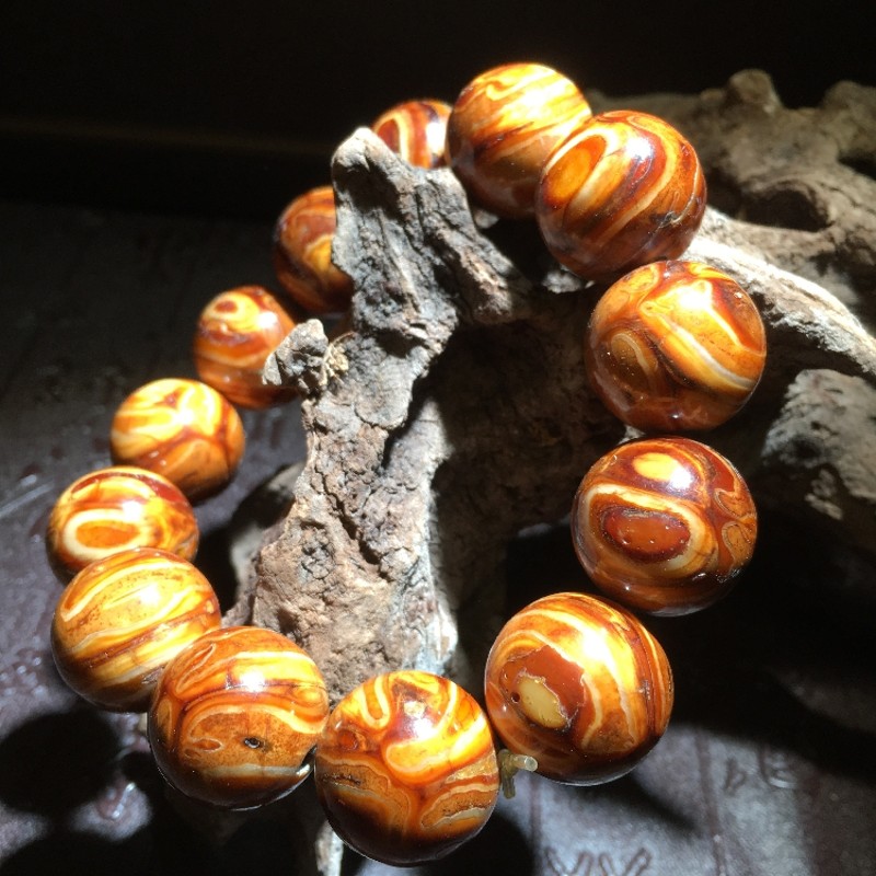 菩萃阁 油润骆驼牙佛珠 鹤天珠手串男款手链 圆珠彩色骨雕牙雕收藏