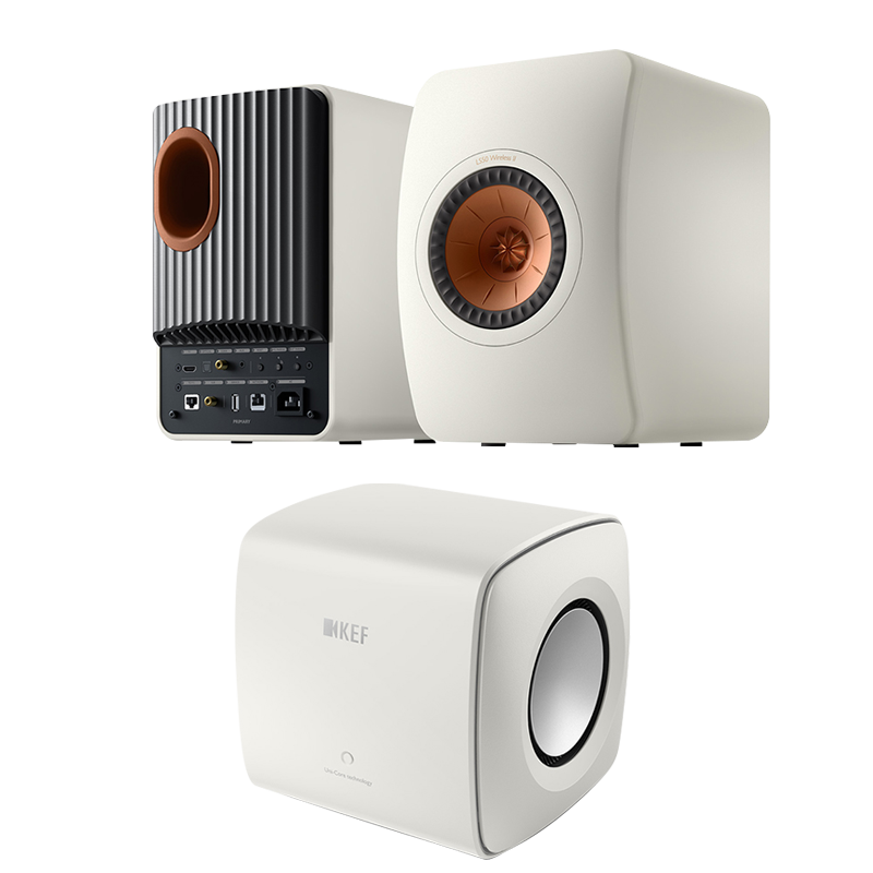 KEF LS50 Wireless II 无线HIFI发烧级音箱+KC62低音炮家庭影院2.0桌面有源音响高保真 白色套装