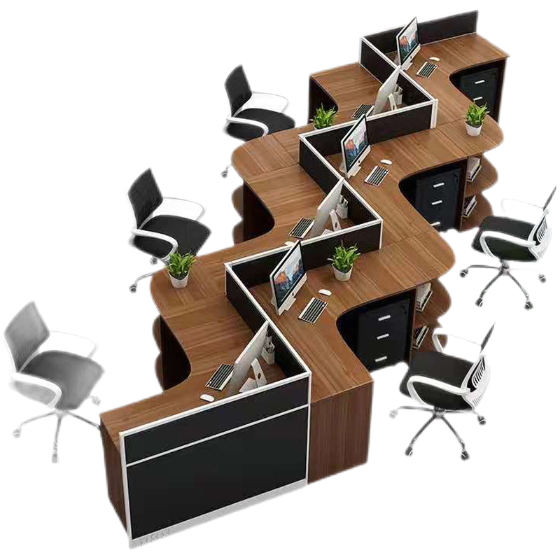 美轩戈家具办公桌简约现代创意职员办公桌卡座员工桌隔断工位办公室屏风办公桌椅组合 5人位带柜