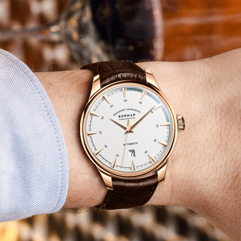 柏曼(borman)德国认证男表全自动机械表男玫瑰金手表防水商务风格防水