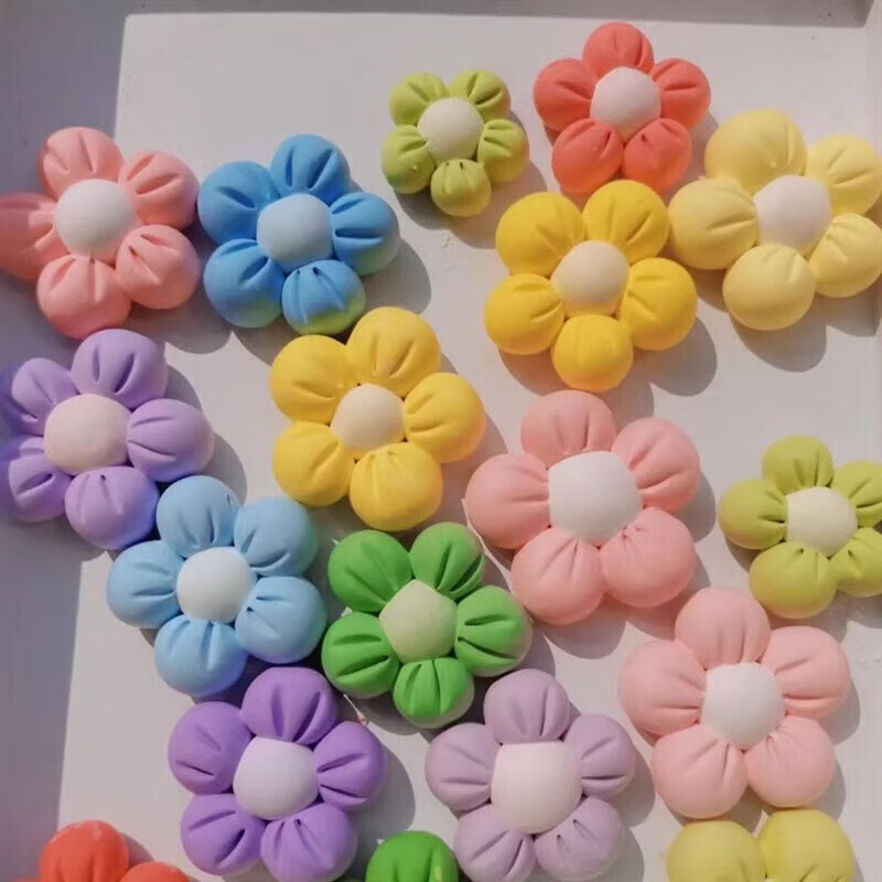 雅空diy镜子改造创意超轻黏土橡皮泥手工自制成品彩色小花 马卡龙色