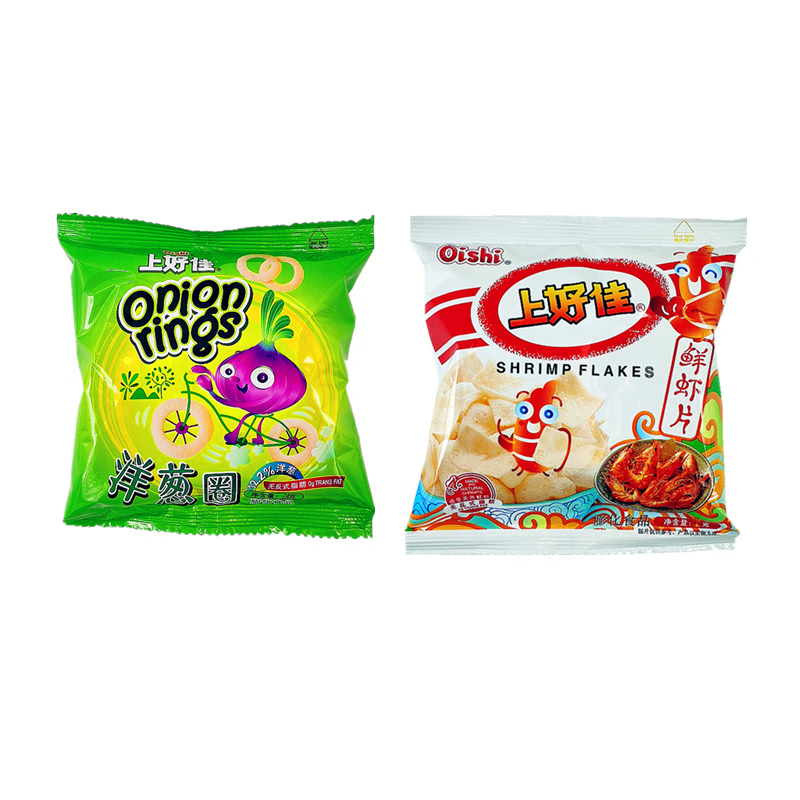 上好佳膨化休闲零食小吃 鲜虾片洋葱圈混合40包