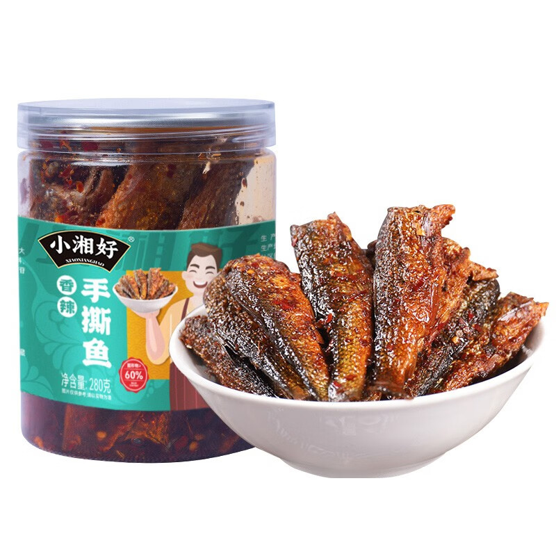 小湘好(XIAOXIANGHAO)香辣手撕鱼湖南特产下饭菜休闲零食小吃下酒菜瓶装熟食即食鱼干手撕鱼280g*1瓶主图6