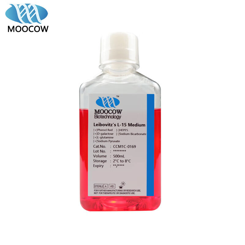 moocow(牧卡欧)leibovitzs l-15培养基  500ml(含酚红,d-半乳糖,l-谷