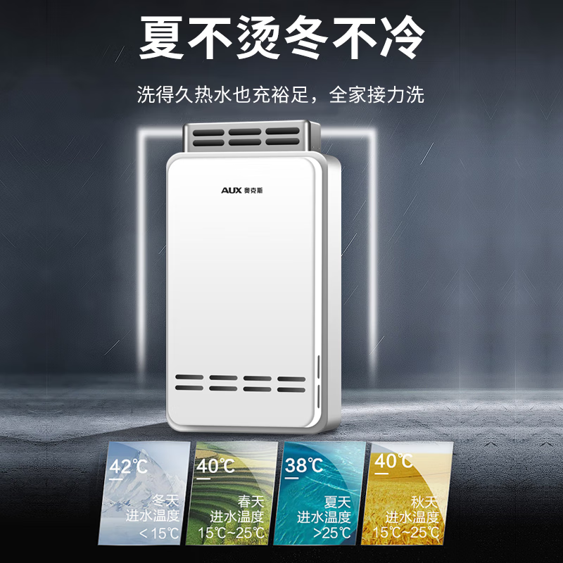 奥克斯(AUX)燃气热水器 室外机 户外零冷水热水器安装恒温水气双调13、16、18升 以旧换新政府国家补贴 18L 全屋零冷水 适合一厨多卫 以旧换新享补贴