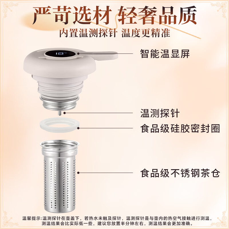 宝威玛(BVGMAV)保温壶大容量 316不锈钢内胆暖水瓶 高档居家办公按压式热水壶 粉晶紫【升级款温显焖茶】1.6L