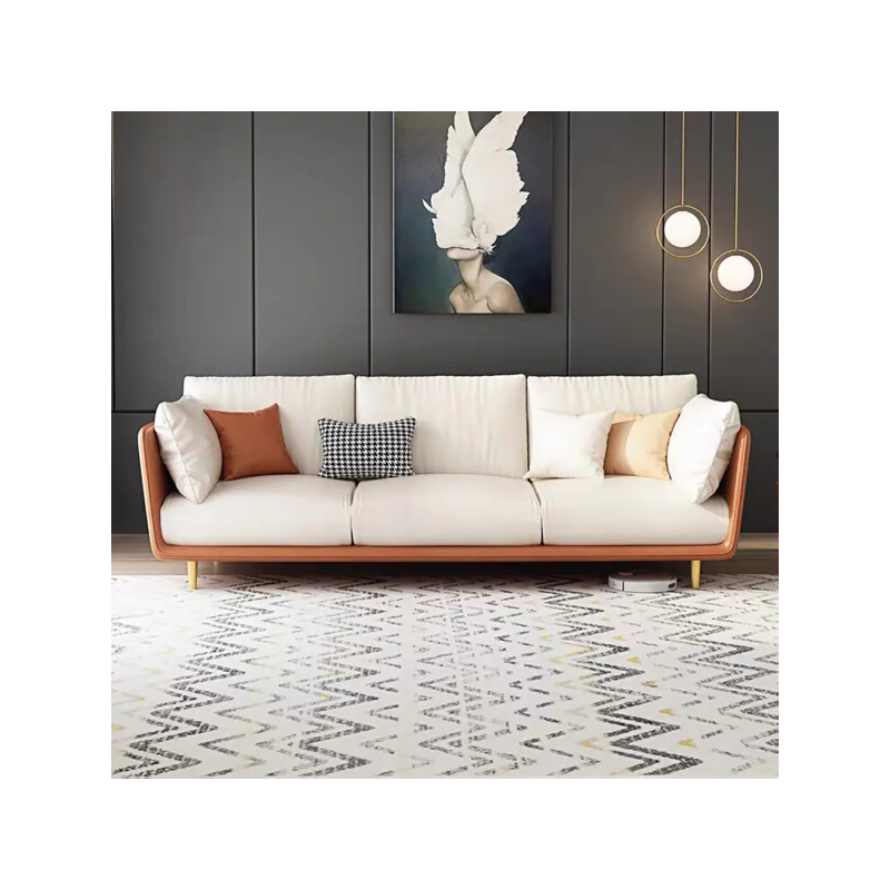 迈亚极简轻奢布艺沙发四人组合客厅小户型现代简约免洗三防科技布乳胶 复古绿+米白色【海绵款】 双人位【1.5米】