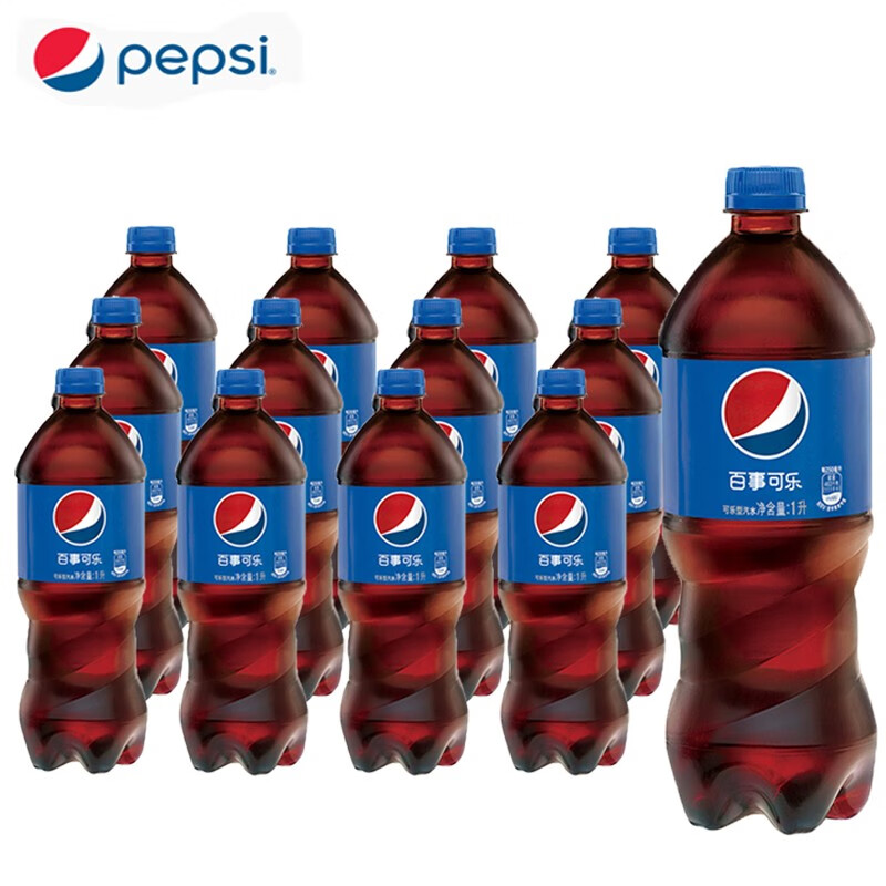 百事可乐1l*12瓶大瓶装七喜美年达无糖树莓青柠味年会家庭聚饮料 1l
