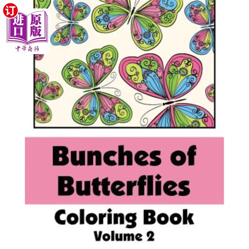 海外直订bunches of butterflies coloring book 蝴蝶图画书