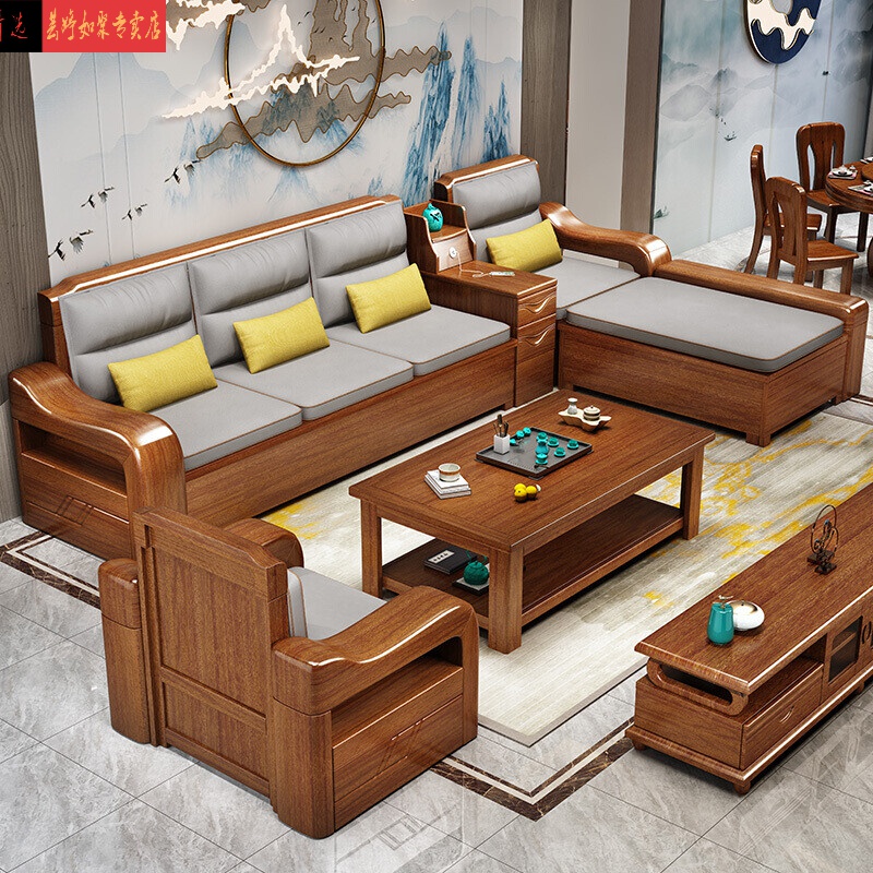 欧式轻奢家具出租屋家具暴龙腿金丝胡桃木实木沙发雕花客厅转角贵妃冬