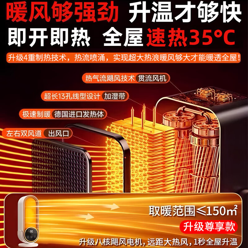 哲驰桌面暖风机小太阳取暖器家用电热电暖器办公室取暖桌下暖腿神器浴室电暖风烤火小型大面积热风机 【尊享款】智能遥控+定时+液晶触显+倾倒断电 高效速热|智能恒温省电