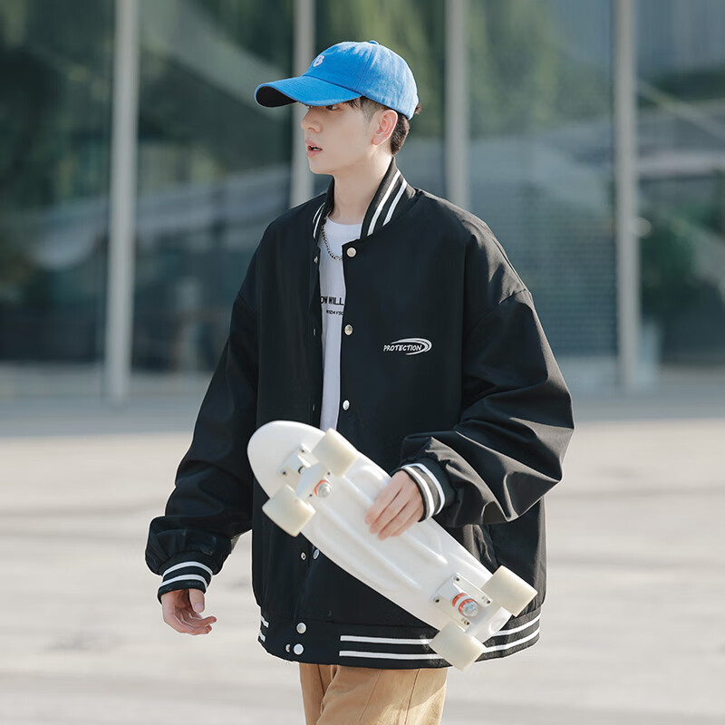 圣多美式外套男春秋季潮牌痞帅飞行员夹克宽松大码oversize男生棒球服