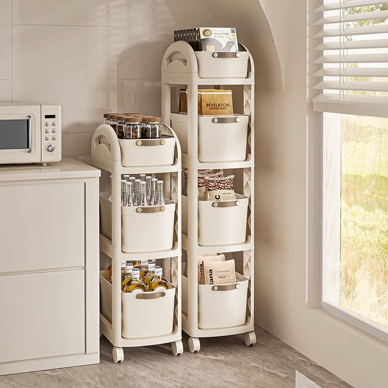 夹缝收纳柜厨房落地多层置物架用缝隙零食小推车塑料放菜篮边柜.