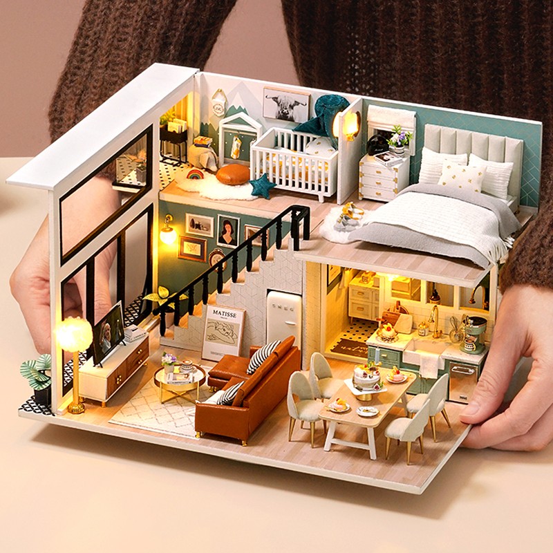 我の屋DIY小屋舒适生活木质手工拼装阁楼房子立体拼图生日礼物玩具男女