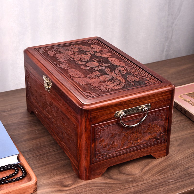 初心如雪紫檀木实木首饰盒中国风古典中式木制雕花首饰收纳盒珠宝盒