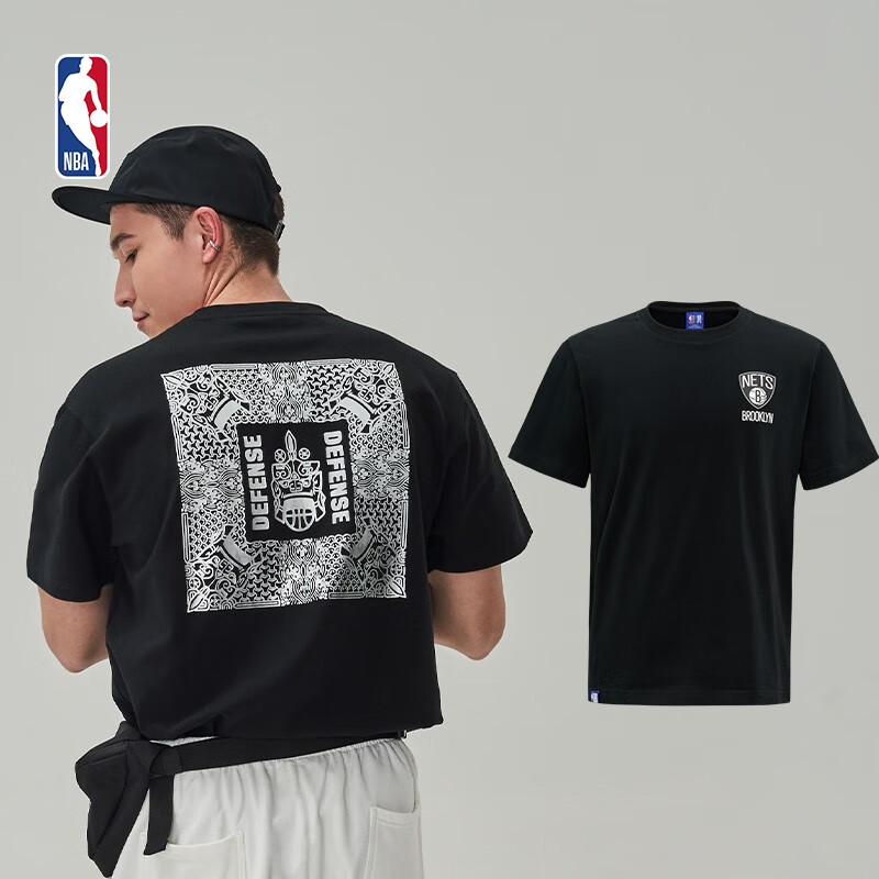 nba篮网队t恤 甲胄系列 男子运动休闲时尚舒适短袖t恤 腾讯体育 m