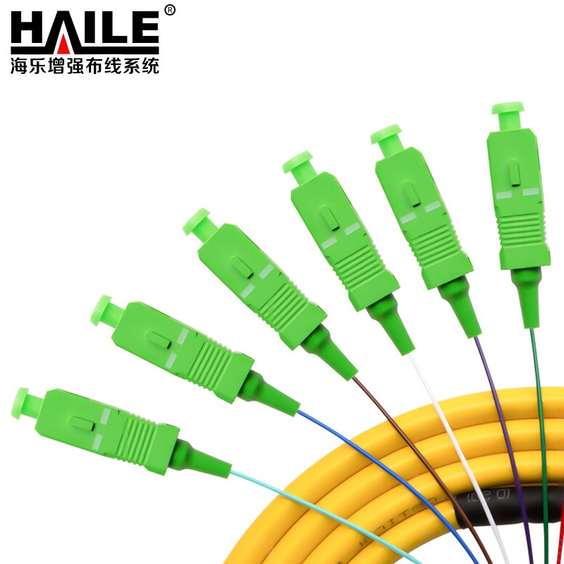 海乐(haile)sc电信级单模12芯束装尾纤apc 法兰盘分纤箱odf配线架专用