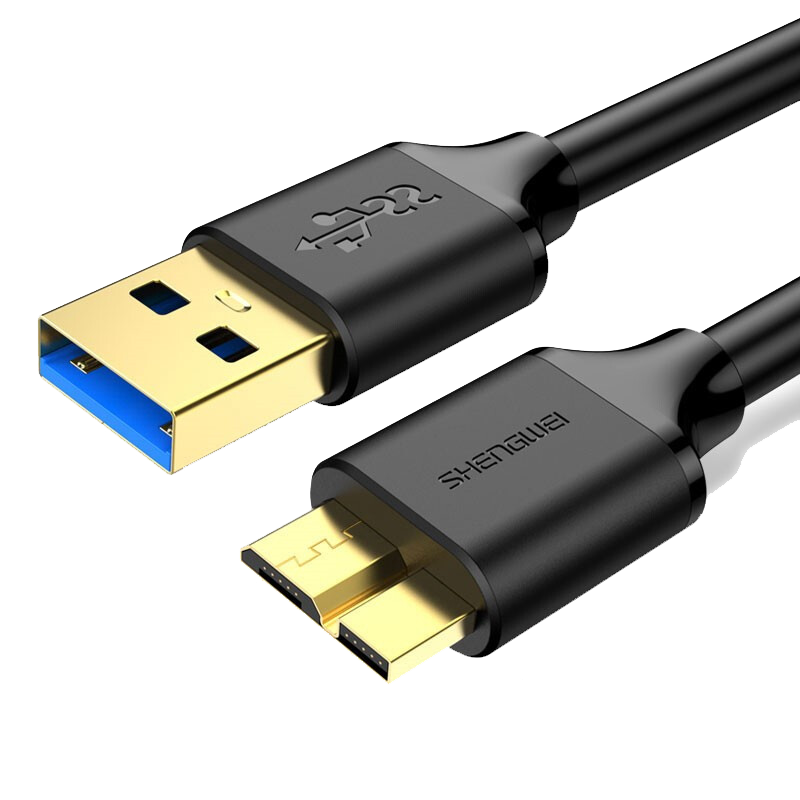 胜为 移动硬盘数据线 USB3.0高速传输 东芝希捷西数wd移动硬盘盒子三星note3连接线 硬盘数据线Micro USB3.0【0.5米黑色】