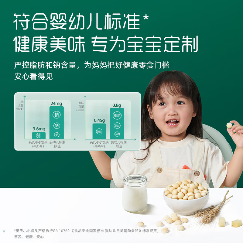 英氏【饼干专区】英氏宝宝零食婴幼儿磨牙饼干特浓高钙牛奶小小馒头 4阶小小馒头(牛奶味)90g