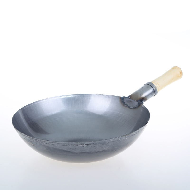 默然诺尔传统老式铁锅 工艺 圆底熟铁炒锅无涂层家用大马勺炒勺炒菜锅