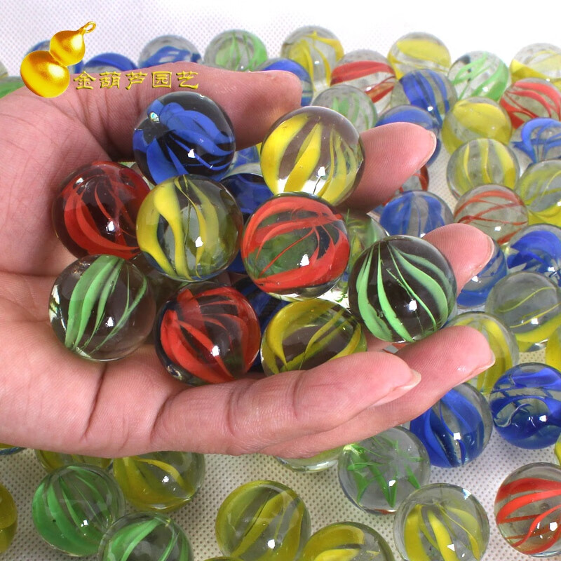 柯必达玻璃弹珠 混色玻璃珠  鱼缸装饰弹珠  小玻璃球大号 2.5厘米100粒(送1.4cm 20小粒)